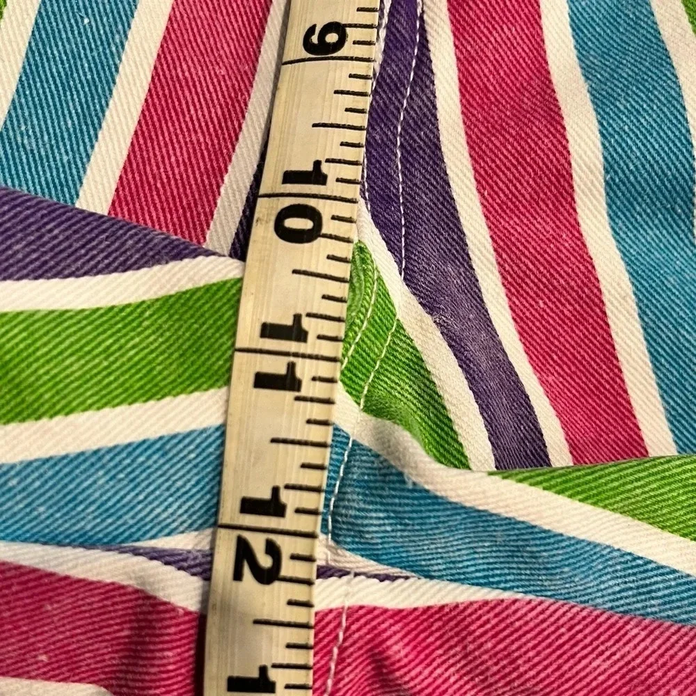 Vintage Joy Ride Colorful Striped Cotton High Rise Denim Shorts 26-27” Waist - Picture 6 of 8